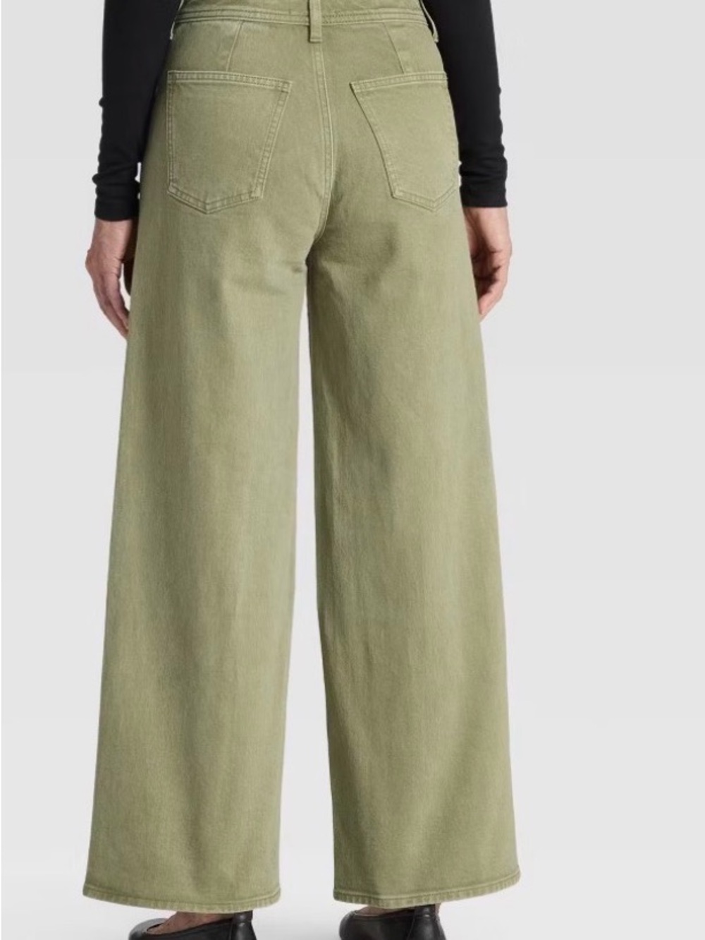 Wide Leg High-Rise Jeans in Olive Green - Picture 2 of 2